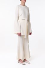 Shandon Tunic in Ivory Double Face Wool Crepe - Image 3