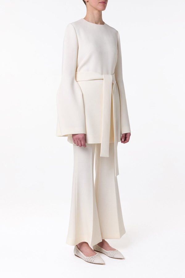 Shandon Tunic in Ivory Double Face Wool Crepe - Image 3