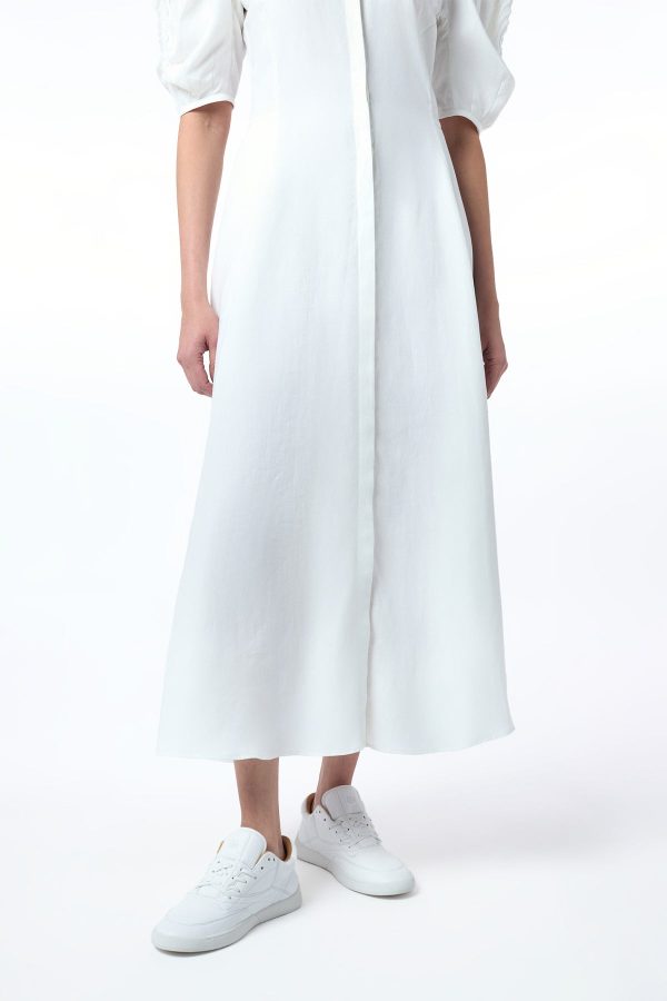 Arabella Shirtdress in White Aloe Linen - Image 3