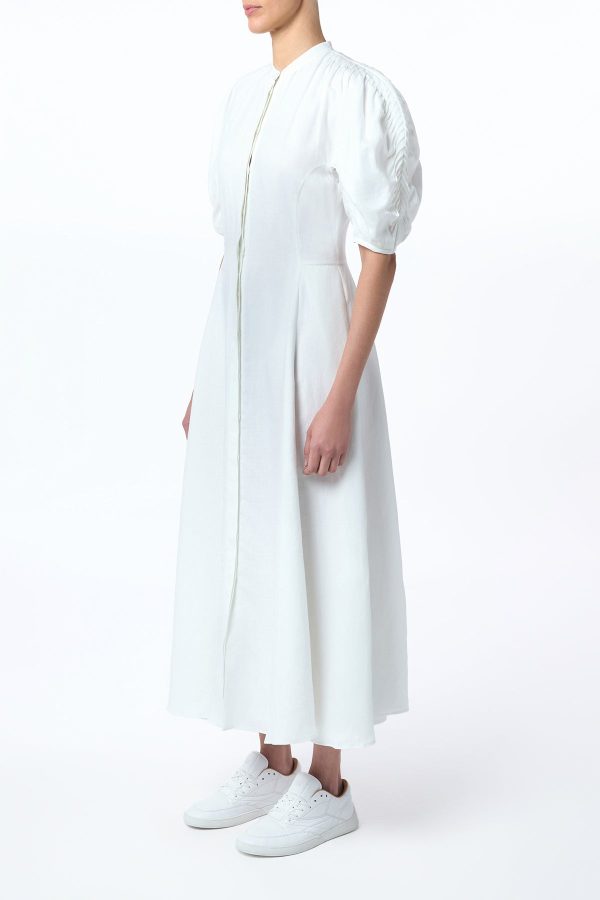 Arabella Shirtdress in White Aloe Linen - Image 4