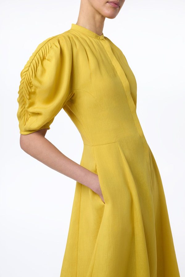 Arabella Shirtdress in Goldenrod Aloe Linen - Image 2