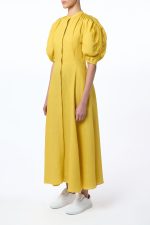 Arabella Shirtdress in Goldenrod Aloe Linen - Image 4