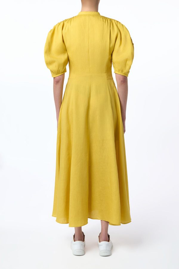 Arabella Shirtdress in Goldenrod Aloe Linen - Image 5