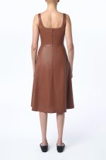 Adaline Midi Dress in Cognac Nappa Leather - Image 6