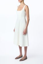 Adaline Midi Dress in Ivory Soft Wool - Image 3