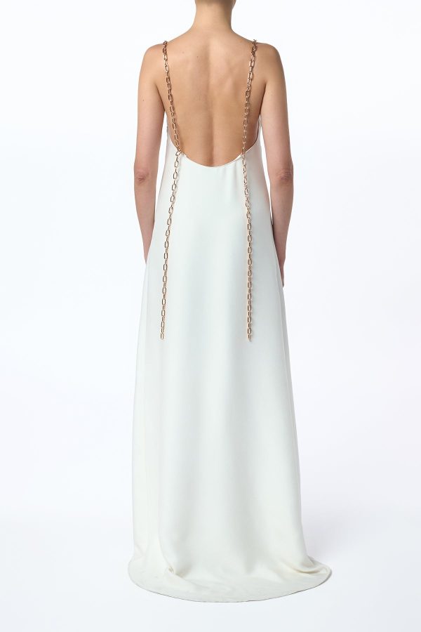 Indigo Chain Maxi Dress in Ivory Silk - Image 5