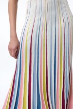 Calypso Pinstripe Knit Midi Dress in Ivory Multi Merino Wool - Image 3