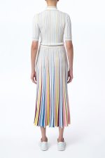 Calypso Pinstripe Knit Midi Dress in Ivory Multi Merino Wool - Image 5
