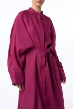Tilda Oversized Midi Dress in Raspberry Aloe Linen - Image 5