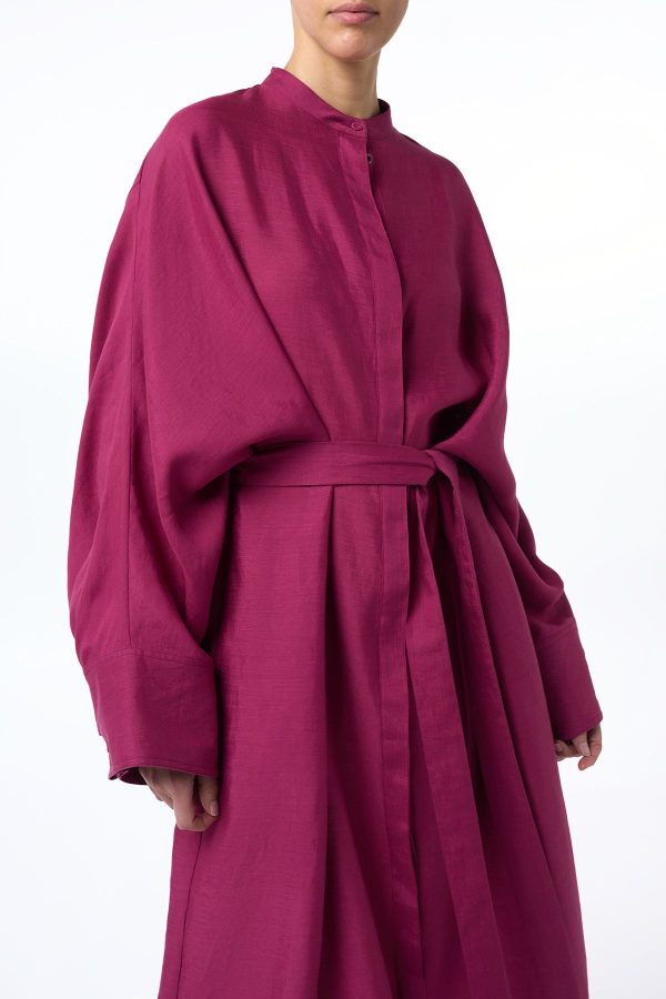 Tilda Oversized Midi Dress in Raspberry Aloe Linen - Image 5