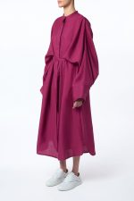 Tilda Oversized Midi Dress in Raspberry Aloe Linen - Image 3