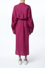 Tilda Oversized Midi Dress in Raspberry Aloe Linen - Image 4