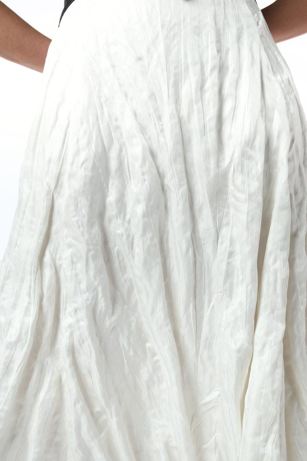 Athena Moto Midi Dress in Black Leather & Ivory Metallic Crinkled Silk - Image 5
