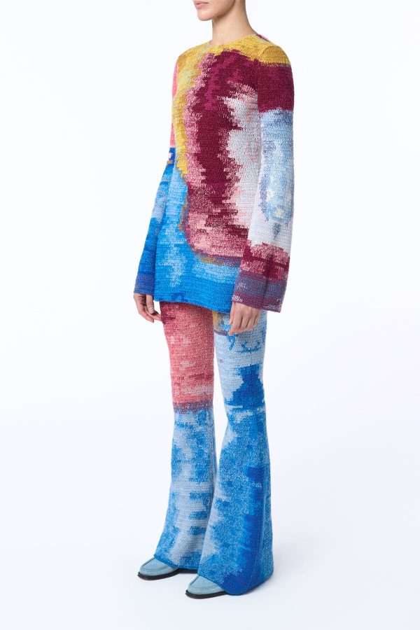 Millicent Crochet Tunic in Aurora Multi Cashmere Wool - Image 4