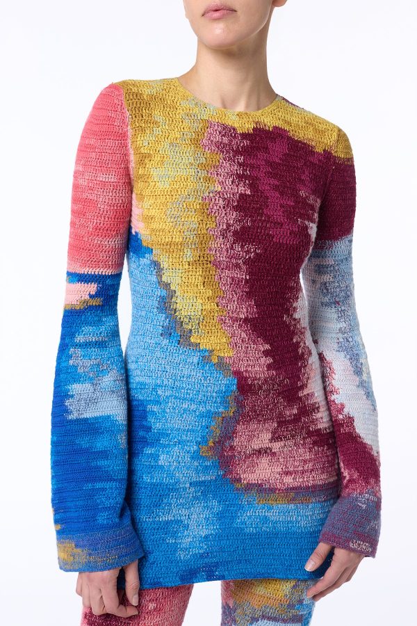 Millicent Crochet Tunic in Aurora Multi Cashmere Wool - Image 3