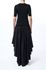 Sirona Pleated Maxi Dress in Black Virgin Wool Silk with Linen - Image 5