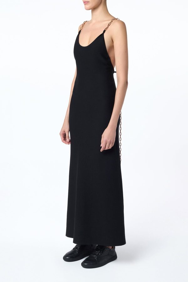Adeona Chain Maxi Dress in Black Silk - Image 4
