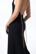 Adeona Chain Maxi Dress in Black Silk - Image 6