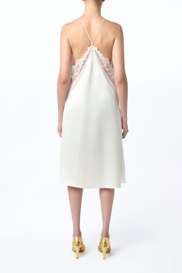 Dinah Slip Midi Dress in Ivory Silk Satin - Image 7