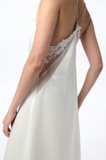 Dinah Slip Midi Dress in Ivory Silk Satin - Image 4