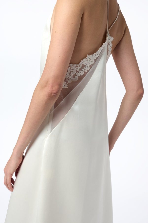 Dinah Slip Midi Dress in Ivory Silk Satin - Image 4