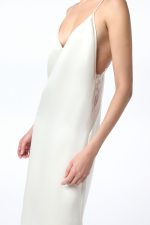 Dinah Slip Midi Dress in Ivory Silk Satin - Image 5
