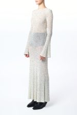 Chandra Knit Maxi Dress in Ivory Multi Beaded Cashmere - Image 5