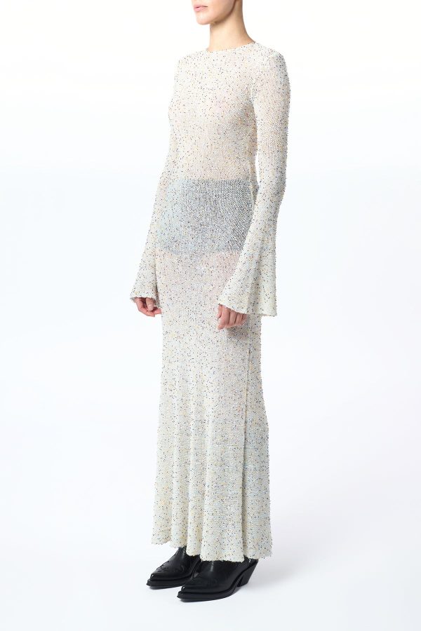 Chandra Knit Maxi Dress in Ivory Multi Beaded Cashmere - Image 5