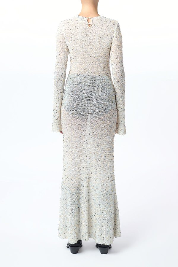 Chandra Knit Maxi Dress in Ivory Multi Beaded Cashmere - Image 6