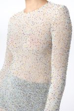 Chandra Knit Maxi Dress in Ivory Multi Beaded Cashmere - Image 3