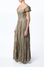 Juniper Maxi Dress in Gunmetal Metallic Silk - Image 4