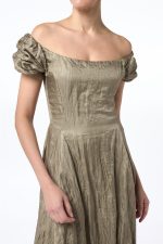 Juniper Maxi Dress in Gunmetal Metallic Silk - Image 2