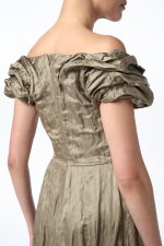 Juniper Maxi Dress in Gunmetal Metallic Silk - Image 3