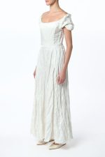 Juniper Maxi Dress in Ivory Metallic Crinkled Silk - Image 3