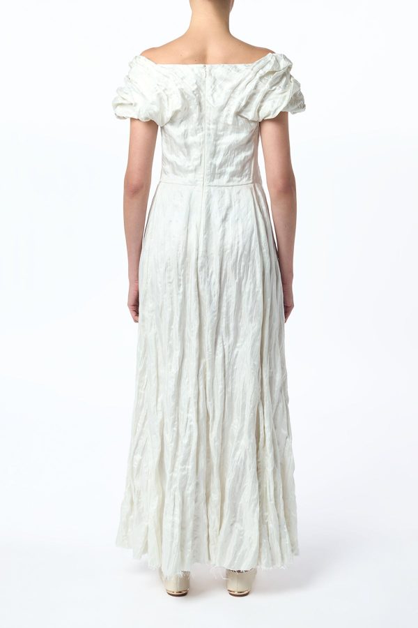 Juniper Maxi Dress in Ivory Metallic Crinkled Silk - Image 4