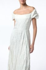 Juniper Maxi Dress in Ivory Metallic Crinkled Silk - Image 2