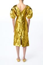 Fides Midi Dress in Gold Metallic Silk - Image 7
