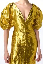 Fides Midi Dress in Gold Metallic Silk - Image 4