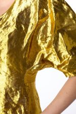 Fides Midi Dress in Gold Metallic Silk - Image 5