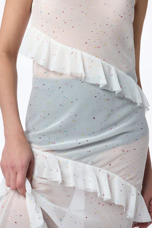 Pearce Slip Maxi Dress in Ivory Multi Speckle Silk Georgette - Image 3