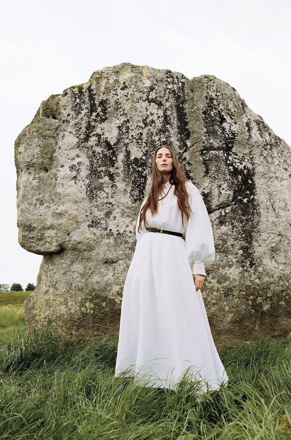 Ahmose Maxi Dress in White Aloe Linen - Image 2