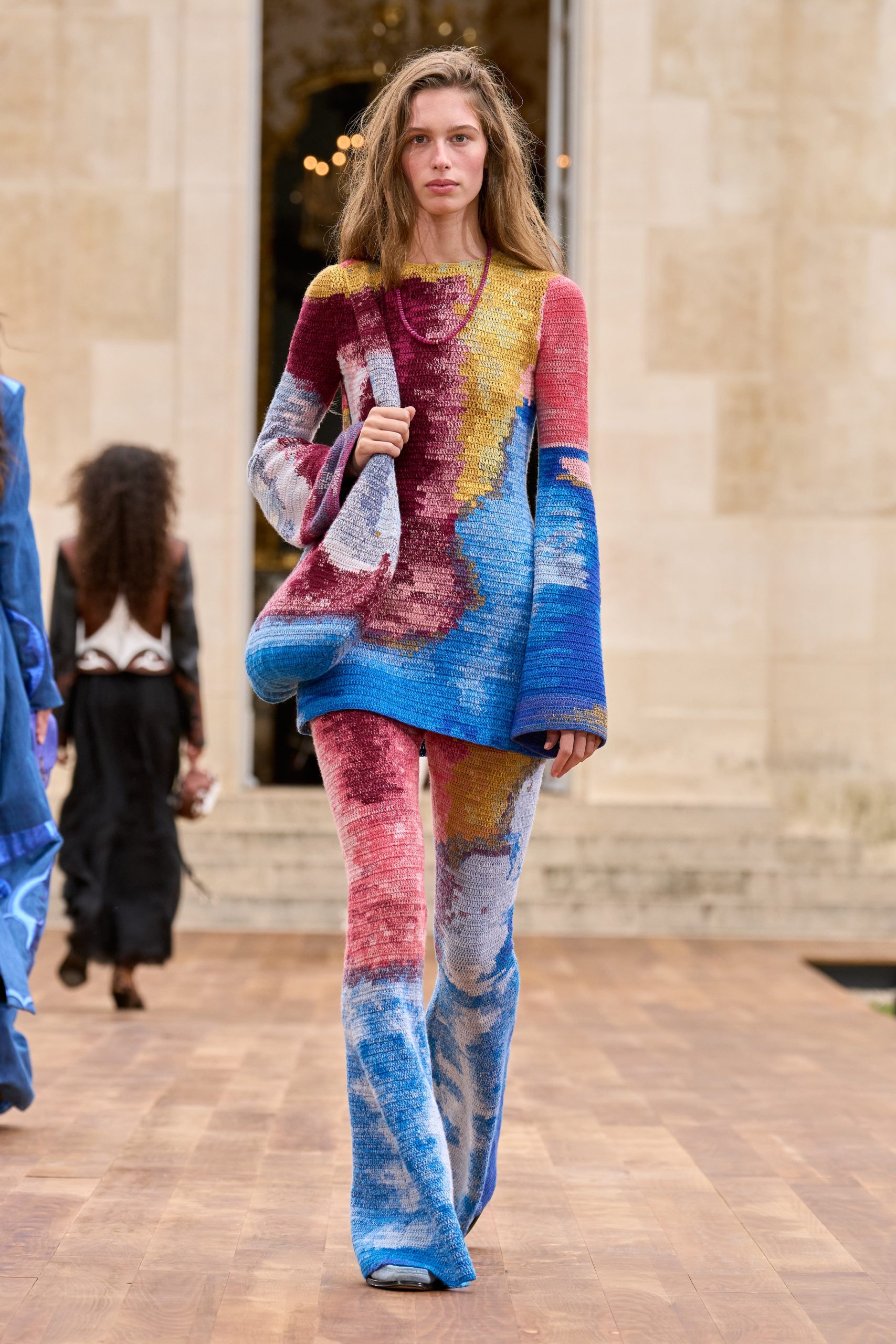 Millicent Crochet Tunic in Aurora Multi Cashmere Wool - Image 2