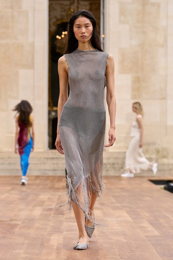 Mitus Chainmail Midi Dress in Silver Steel - Image 2