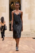 Dinah Slip Midi Dress in Black Metallic Silk Twill - Image 2