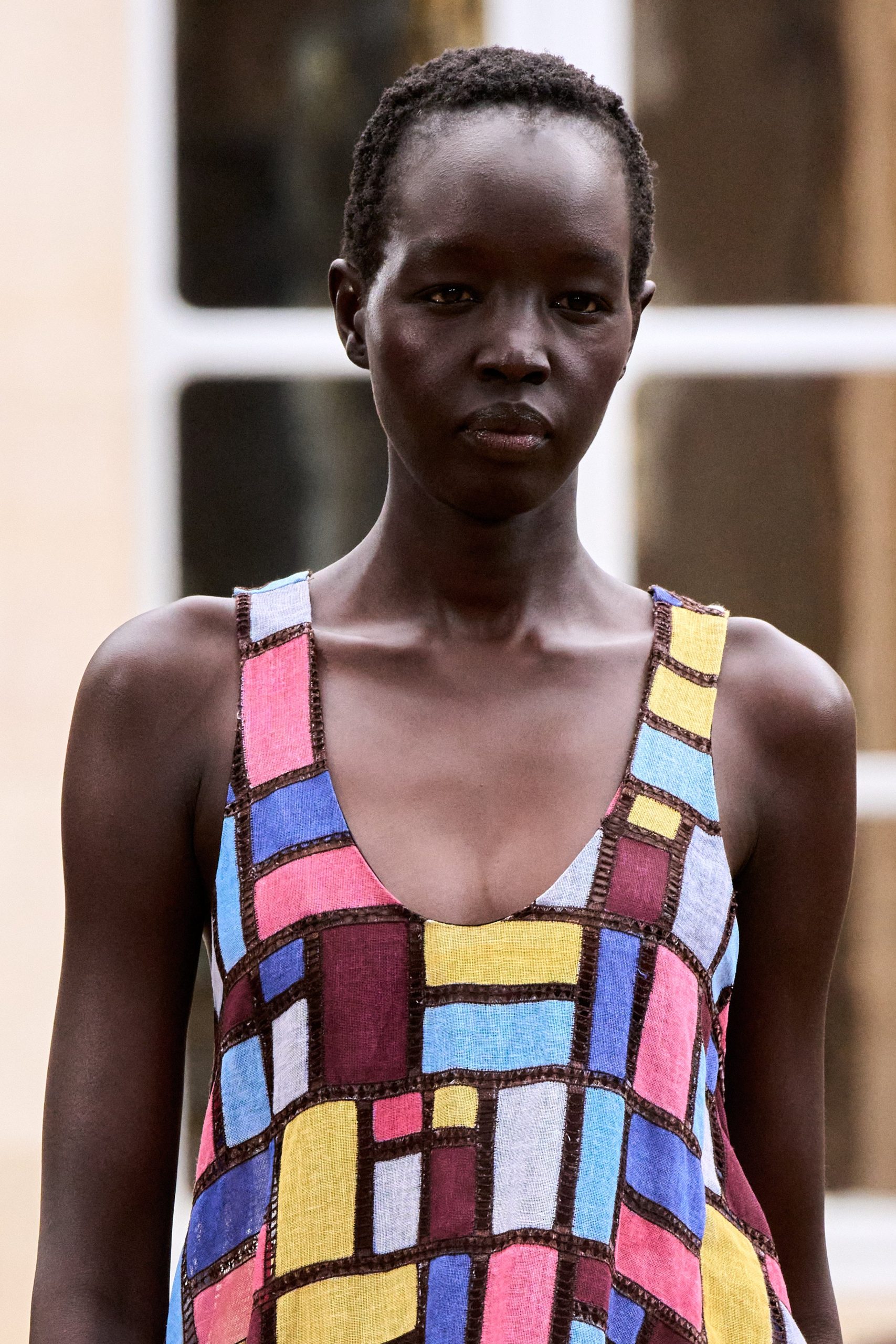 Niki Patchwork Embroidered Maxi Dress in Aurora Multi Linen - Image 3