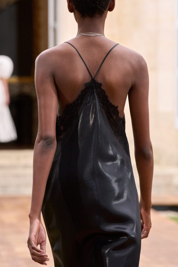 Dinah Slip Midi Dress in Black Metallic Silk Twill - Image 4