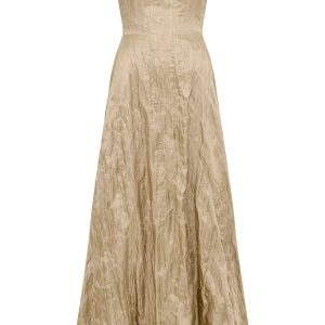 Juniper Maxi Dress in Gunmetal Metallic Silk