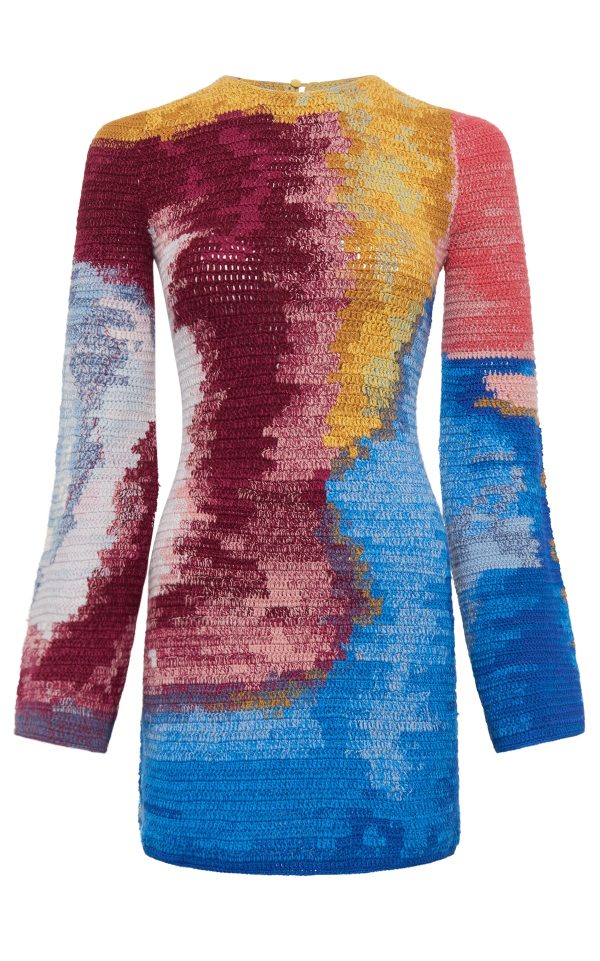 Millicent Crochet Tunic in Aurora Multi Cashmere Wool - Image 1