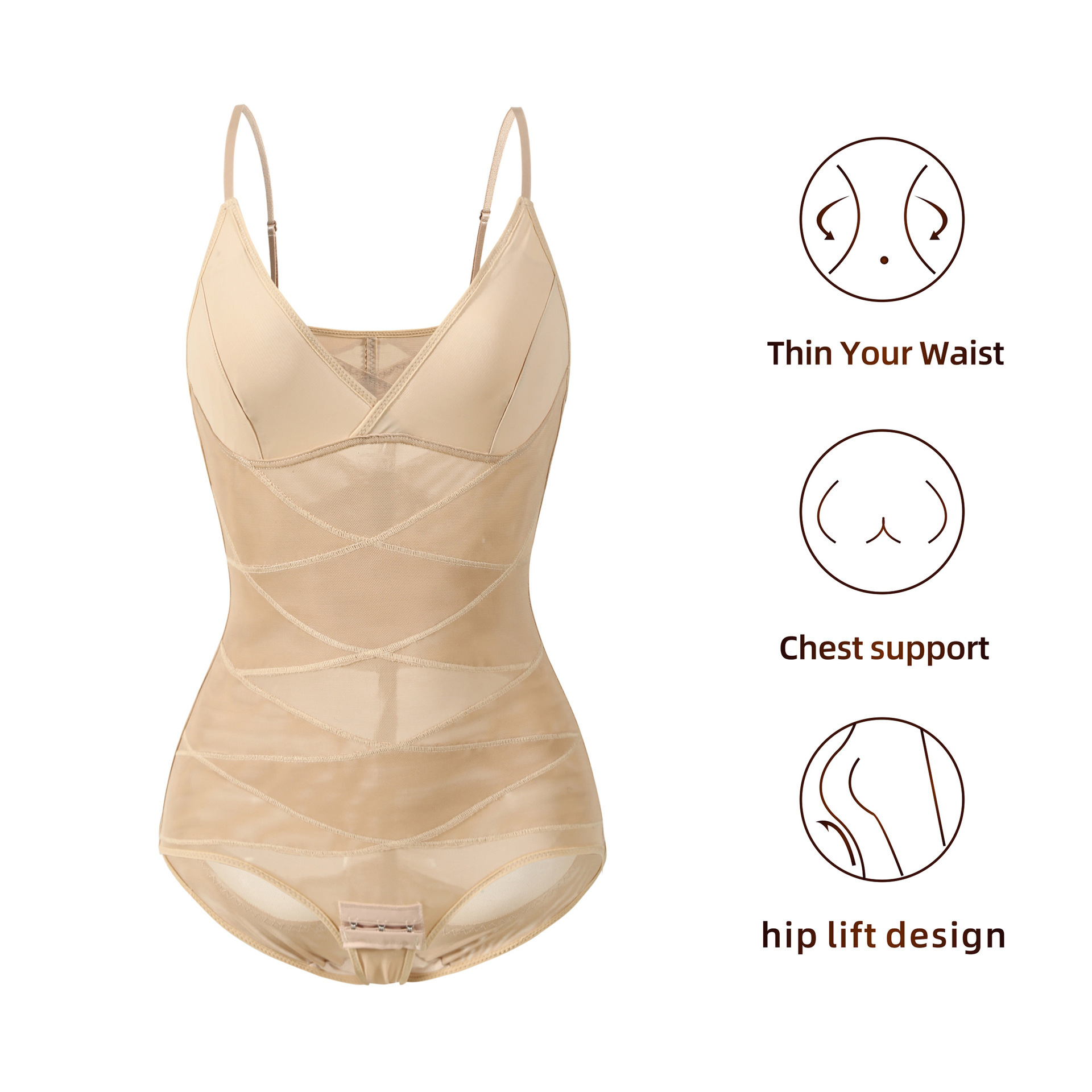 Seamless Body Shaping Bodysuit – Breathable Slimming Tummy Control Shapewear with Adjustable Straps - Image 2