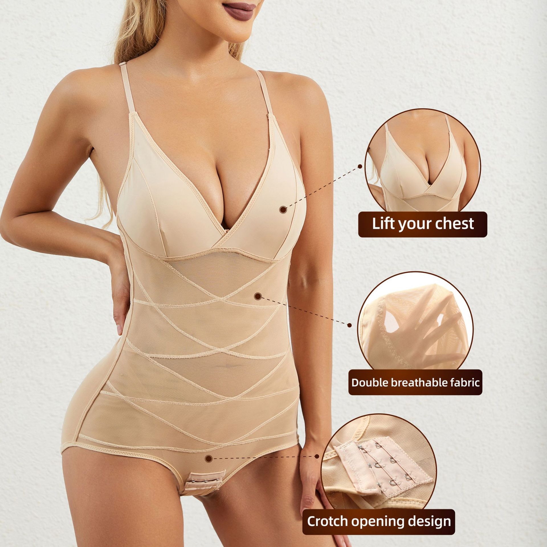 Seamless Body Shaping Bodysuit – Breathable Slimming Tummy Control Shapewear with Adjustable Straps - Image 3